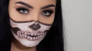 easy half skull halloween makeup you