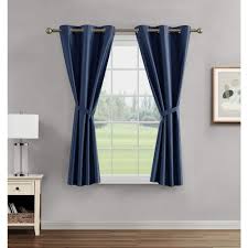 brea blackout window curtain panels and tiebacks faux silk grommet navy 38 inch x 63 inch ymc016485