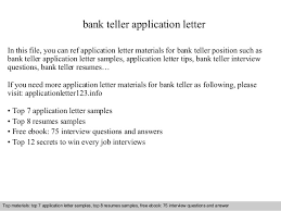 Application Letter For Bank Teller Job   Professional resumes    
