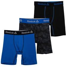 Reebok Quiet Shade Black Cobalt Long Leg Boxer Briefs 3 Pack For Big Boys