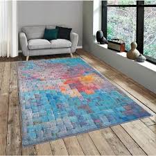 abstract pastel oil squares rug