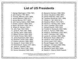 The presidential name is in the middle. Printable List Of Presidents Of The United States Of America Pdf