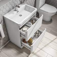 Bathroom vanities are available in all manner of styles and sizes, from small 400mm or 500mm widths, to the more conventional 600mm or 800mm. 800mm White Freestanding Vanity Unit With Basin Portland Better Bathrooms