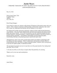 Elementary Teacher Cover Letter Sample
