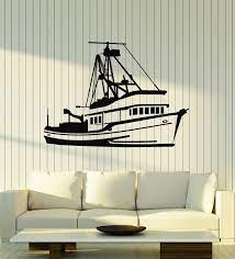 Vinyl Wall Decal Fishing Boat Nautical