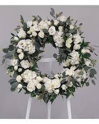 Modern All White Funeral Wreath In