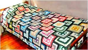 Squares Colored Crochet Bedspread Free Diagram Your