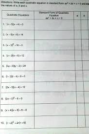 Solved Write Each Quadratic Equation