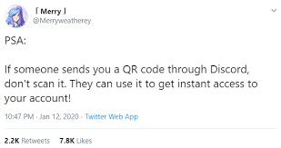 Open the user settings menu, then choose the scan qr code option! Discord Users Warned Over Qr Code Login Scam That Can Result In Pwned Accounts The Daily Swig