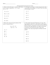 writing and solving systems exit ticket
