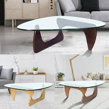 Glass Triangle Coffee Table With Solid