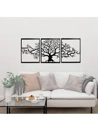 3 pieces tree large metal wall art