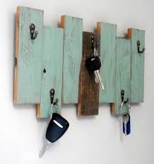 wall key holder hooks home wood tea