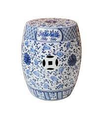 Ceramic Garden Stool Blue White Chinese