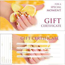nail salon gift certificate gc127 w