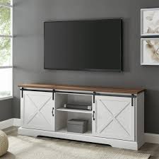 Brushed White Wood And Metal Tv Stand