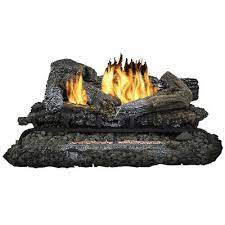 Fireplace Log Set With Remote Natrual