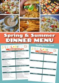 spring summer dinner menu with free