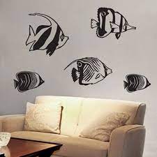 Set Of 5 Angel Fish Wall Decal Sticker