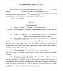 Partnership Agreement Example Template Business