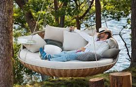 Round Rattan Swing Bed Garden Furniture