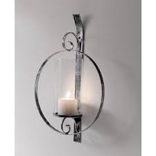Round Silver Metal Candle Wall Sconce