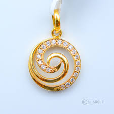 22kt gold typhoon pendant with stones