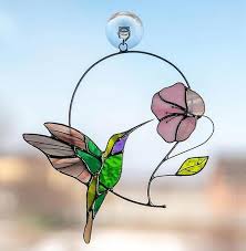 Hanging Mini Stained Bird Glass Window