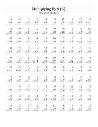 free 9 times table worksheets