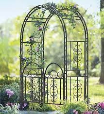 Garden Metal Arch Arbor Trellis W Gate