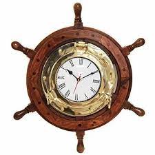 Ship Wheel Brass Porthole Wall Clock