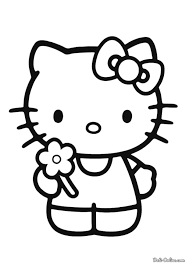 Раскраска Kitty с цветочком распечатать или скачать