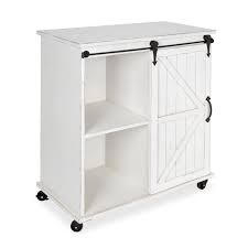 So last weekend i got the cabinet moved and instantly started building it's replacement. Kate And Laurel Cates Multi Purpose Wooden Rolling Kitchen Cart Storage Cabinet With Sliding Barn Door And Locking Wheels Antique White Walmart Com Walmart Com