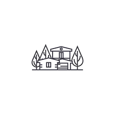 Country House Vector Line Icon Sign