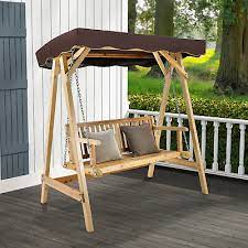 2 Person Wooden Swing Bench Chair W