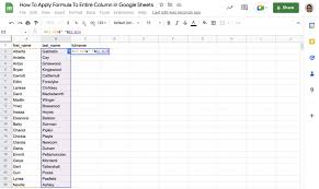 a formula to an entire column in google