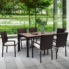 Wicker Rectangle Outdoor Dining Set