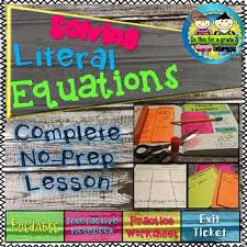 Solving Literal Equations Foldable Inb Practice Exit Ticket