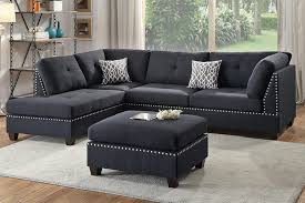 Adnus Black Sectional With Nail Head Trim