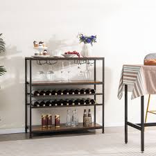 Wine Rack Table With Glasses Holder