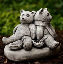 Concrete Garden Teddy Bears Ornament