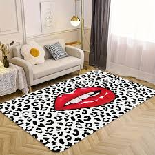 red lips pattern area rug non slip mat