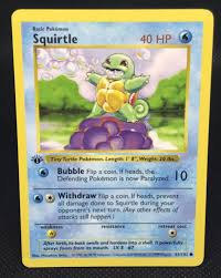 And pikachu, charmander, bulbasaur and the card holder over on hattifant! Pokemon Squirtle 63 102 1st Edition Value 5 00 3 285 00 Mavin