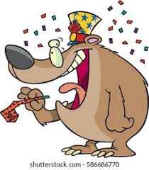 Cartoon New Years Eve Bear Stock Vector (Royalty Free) 586686770 |  Shutterstock