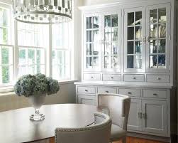 Gray Dining Room Breakfront With Glass
