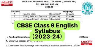 cbse cl 9 english syllabus 2023 24