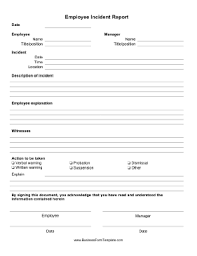 Employee Incident Report Form Template