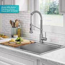 Kraus Loften Stainless Steel 18 Gauge 33 In Single Bowl Drop In Workstation Kitchen Sink With Accessories