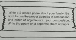 write a 2 stanza poem about your family