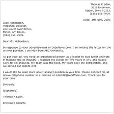 Financial Analyst Cover Letter Example